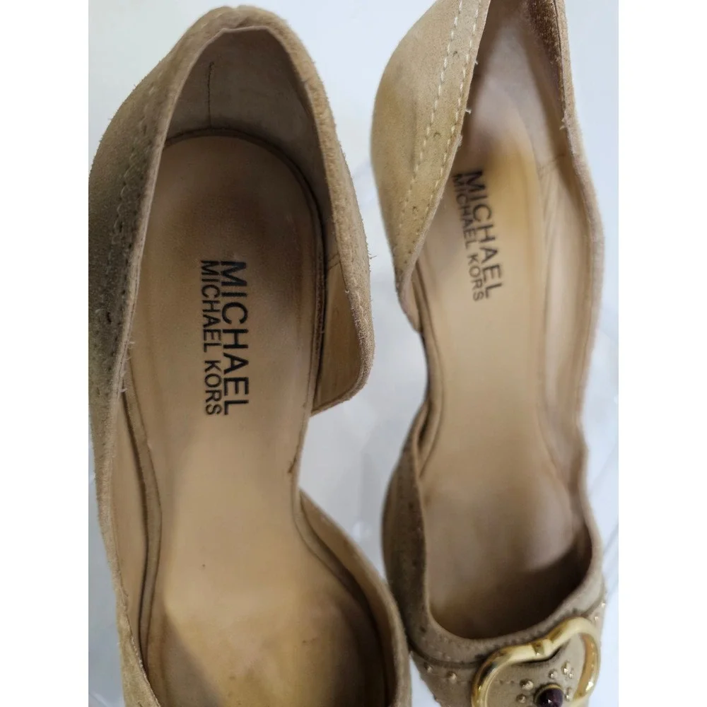 Michael Kors Tan Pointed-Toe Stiletto‎ Heel Pumps with Buckle Women's Size 7